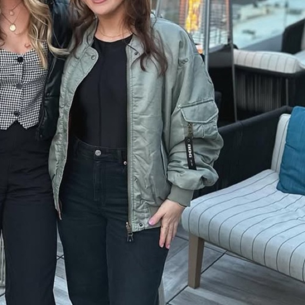 BDG by Urban Outfitters Blake Oversized Bomber Jacket in Khaki